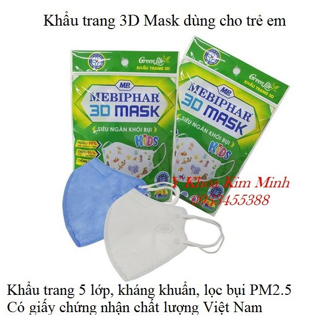 Khẩu trang y tế trẻ em 3D Mask là loại kháng khuẩn, ngăn bụi mịn đạt chứng nhận chất lượng - Y khoa Kim Minh