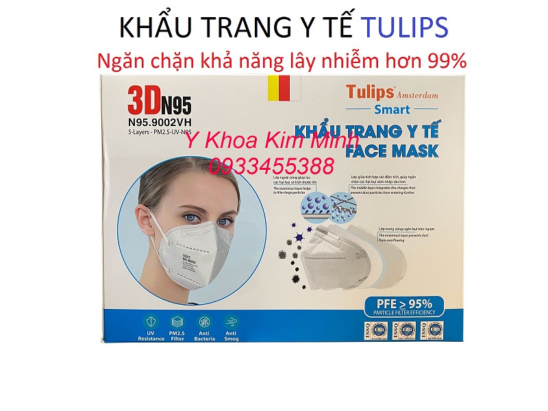 Khẩu trang y tế Tulips 3DN95 bán giá sỉ tại Tp.HCM - Y Khoa Kim Minh