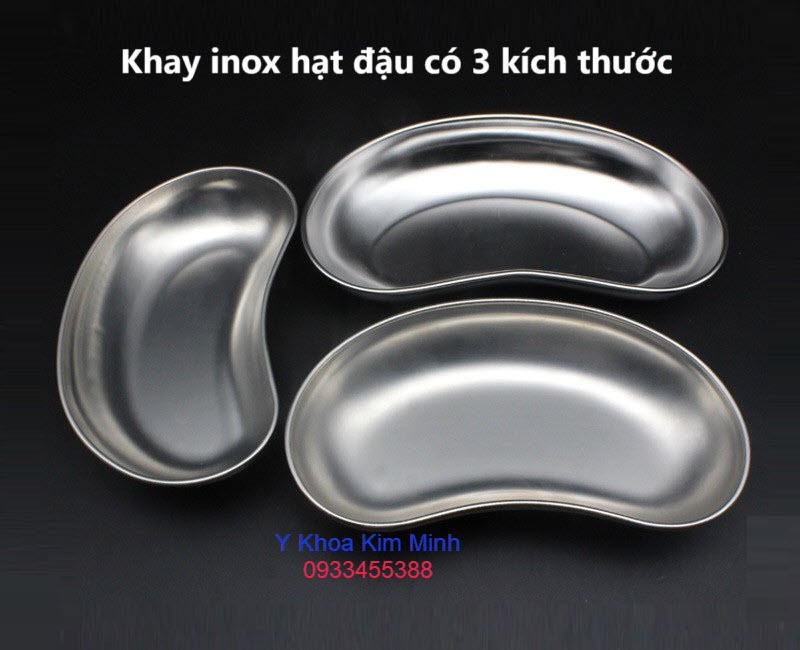 Khay inox hạt đậu sâu có 3 kích thước là khay đại, khay trung và khay tiểu