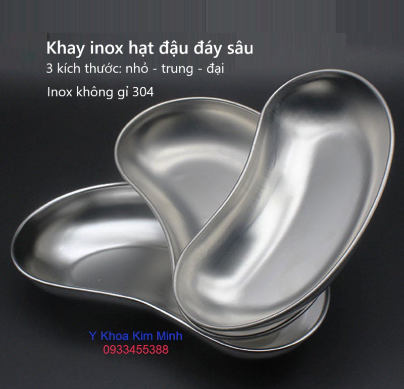 Khay hạt đậu inox 304 đáy sâu 3 kích thước nhỏ trung lớn