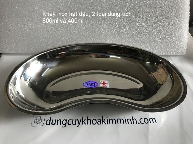 Khay inox hat dau dung tich 800ml và 400ml dùng trong y tế - Y khoa Kim Minh
