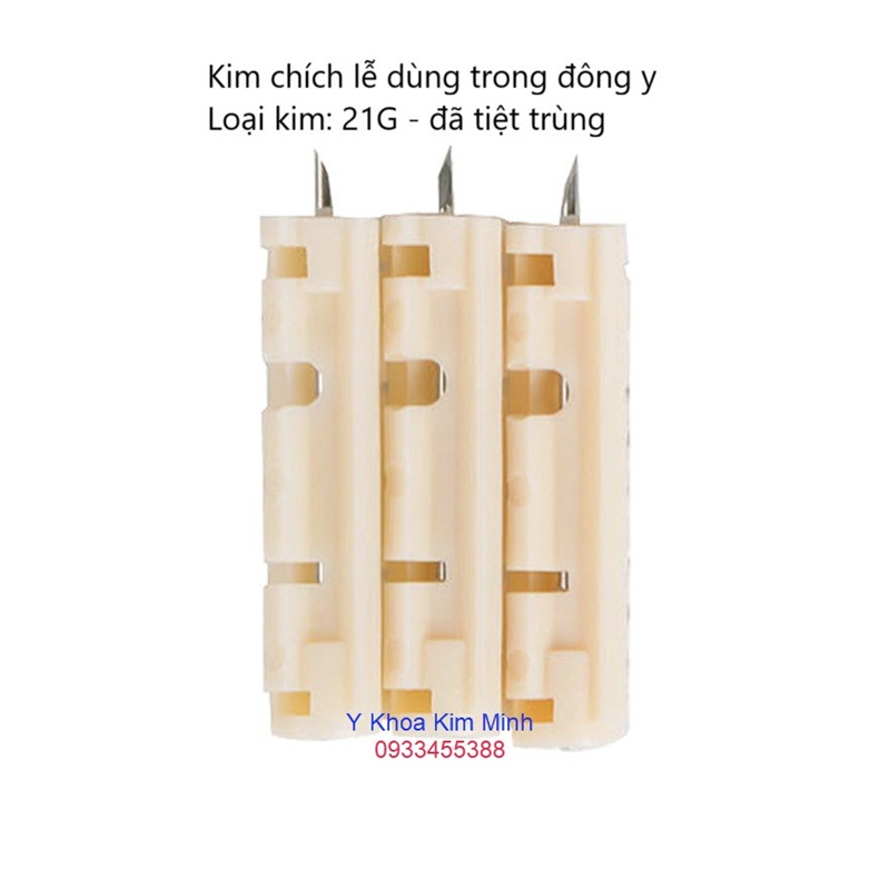 Kim chích lễ dùng trong đông y là loại kim 21G đã khử trùng chiếu xạ, dùng 1 lần an toàn