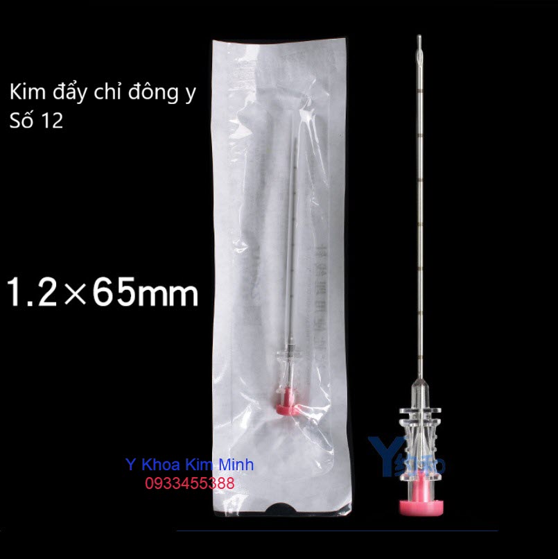 Kim đẩy chỉ đông y số 12 kích thước 1.2mm x 65mm dùng cấy chỉ collagen điều trị thoái hóa cột sống đĩa đệm thắt lưng