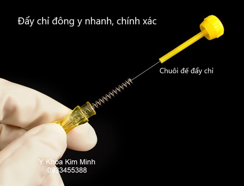 Kim nhúng chỉ đông y số 9 màu vàng có chuôi đế lò xo