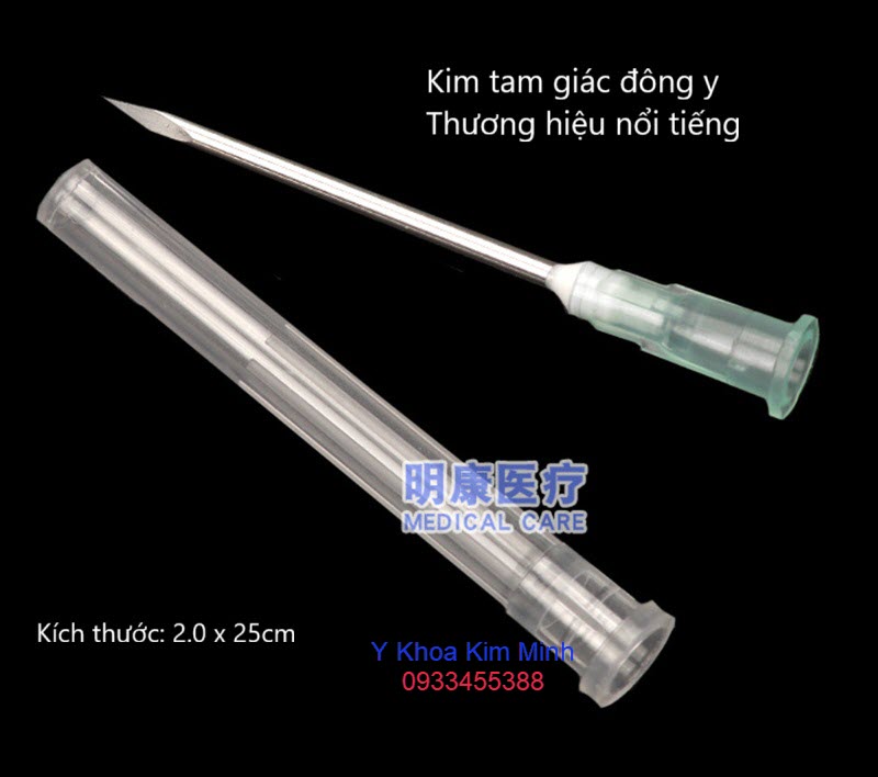 Kim tam giác chuôi xanh kích thước 1.6mm x 25mm dùng cho bút bấm lấy máu