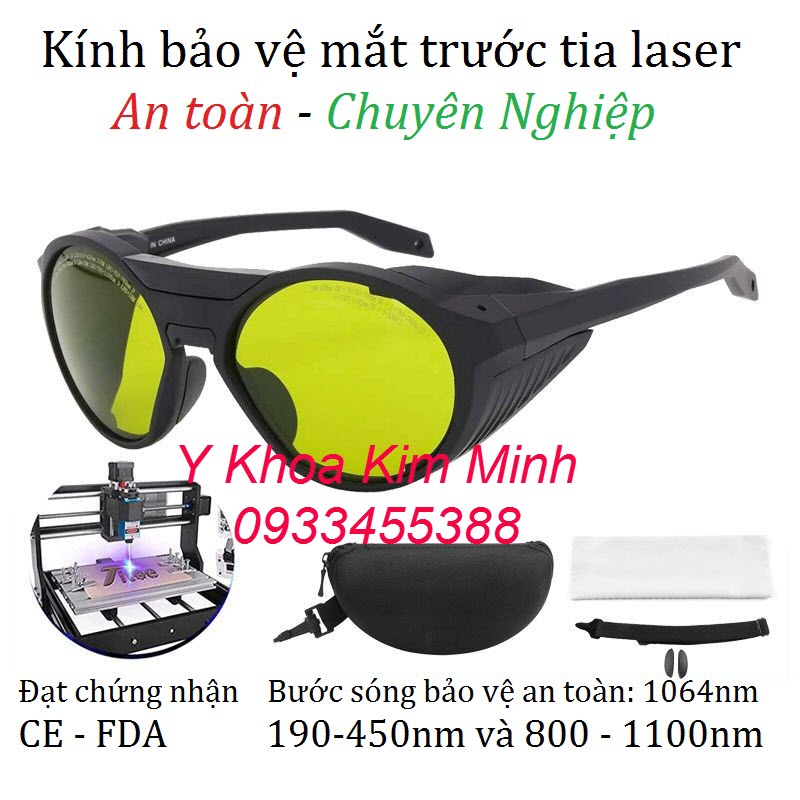 Kính bảo vệ mắt trước tia laser 980nm, 1064nm, kính laser màu xanh lá
