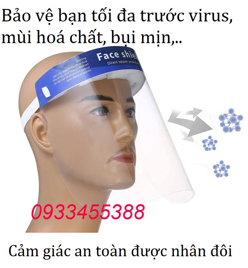 Kính chắn giọt bắn Face Shield bảo vệ vùng mặt trước sự tấn công của virus cúm