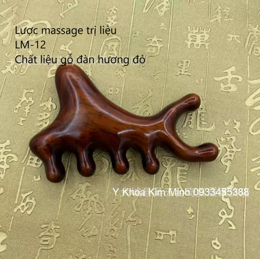 Lược massage trị liệu LM-12 làm từ gỗ đàn hương đỏ