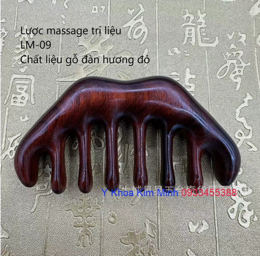 Lược massage trị liệu LM-09 bằng gỗ đàn hương đỏ