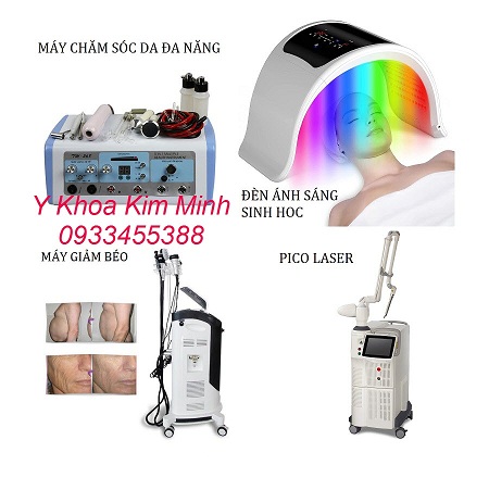 Máy chăm sóc da, đèn PDT ánh sáng sinh học, máy xoá xăm, máy triệt lông bán ở Y Khoa Kim Minh