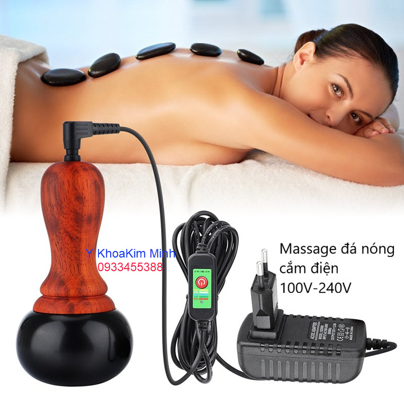 Massage đá nóng cắm điện 100V - 240V DC out 12V với 5 mức nhiệt 20 40 60 80 100 độ C