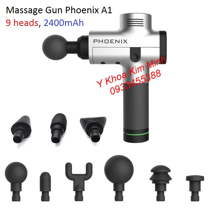 Súng massage gun Phoenix A1 9 đầu điều trị