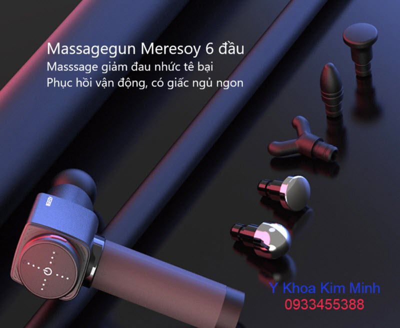 Massagegun 6 đầu pin sạc giảm đau nhức xương khớp