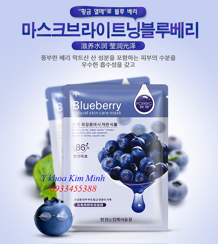 Mặt nạ AHA Blueberry dưỡng ẩm trị nám dưỡng trắng sáng da Hàn Quốc - Y khoa Kim Minh 0933455388