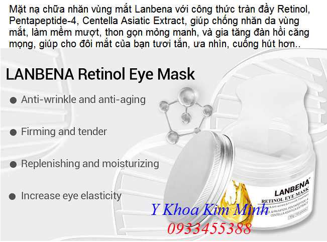Mặt nạ Lanbena chữa trị da nhăn vùng mắt - Y khoa Kim Minh Mat na tri tham da giup tre hoa da vung mat Lanbena thanh phan Retiol - Y khoa Kim Minh