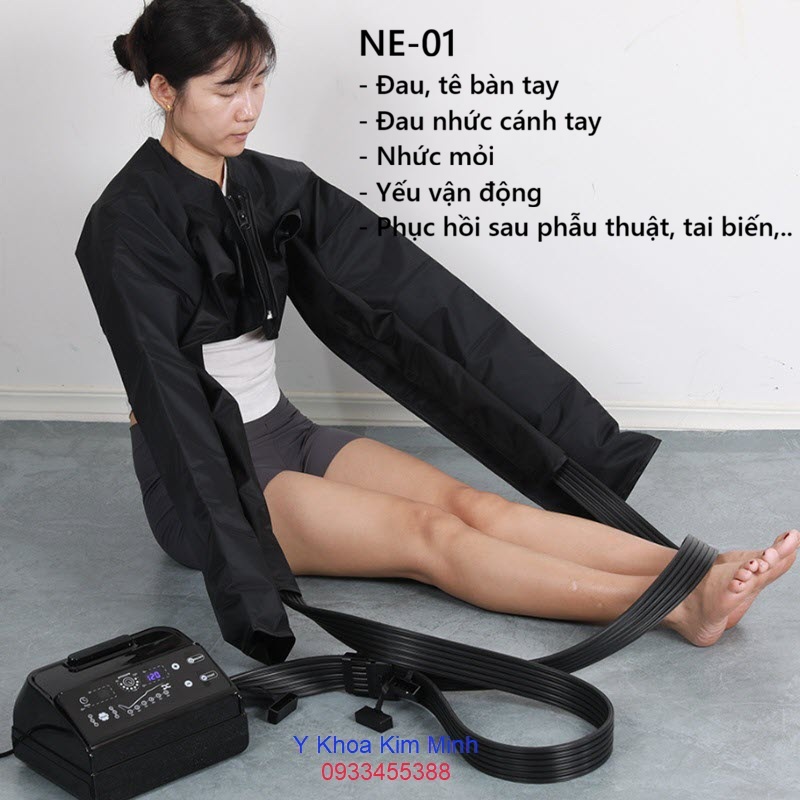 Dùng máy nén ép tĩnh mạch NE-01 điều trị chứng tê tay, tê bàn tay, tê cánh tay, đau nhức tay, đau bã vai, phục hồi vận động tay sau phẫu thuật y tế, tai biến đột quỵ liệt yếu tay