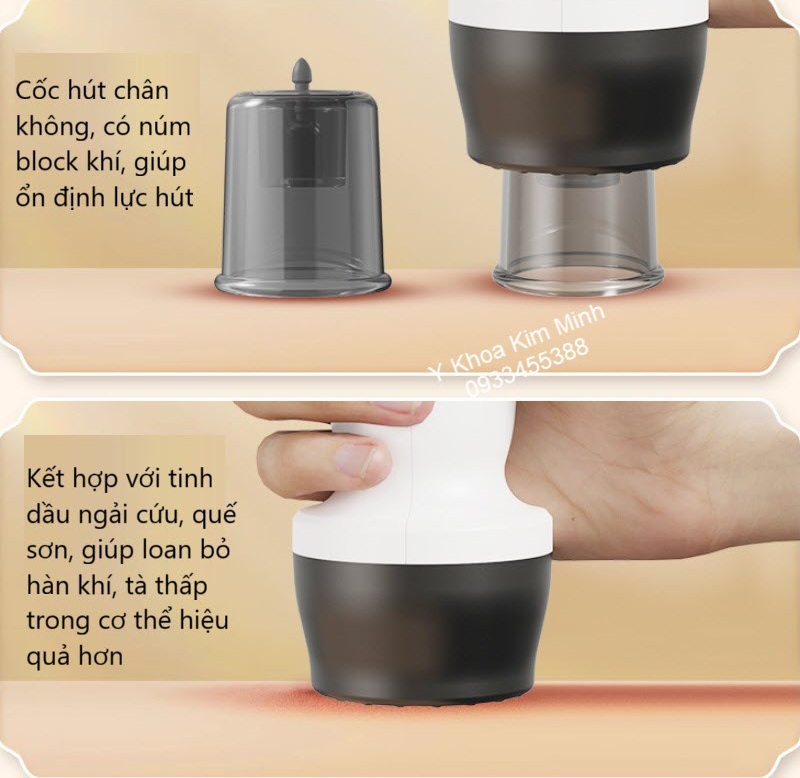 Máy giác hơi mini sài pin tích điện có nhiều ưu điểm công năng sử dụng để giác hơi toàn thân