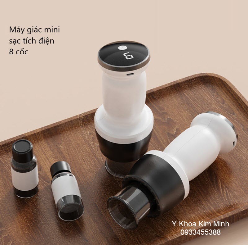 Máy giác hơi mini sạc tích điện 8 cốc
