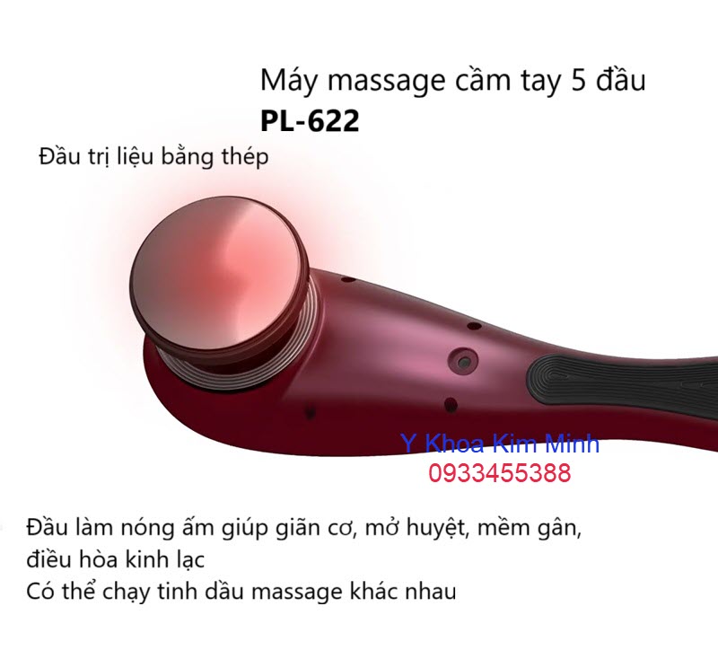 Máy massage PL-622 có đầu trị liệu làm nóng ấm xông huyệt, khai thông kinh lạc, làm mềm gân, giãn cơ, giúp máu lưu thông ở tay chân tốt hơn