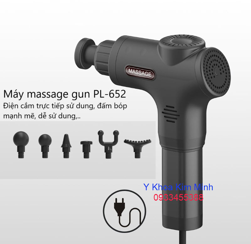 Máy masage gun cắm điện 220V sử dụng trực tiếp có 6 đầu điều trị