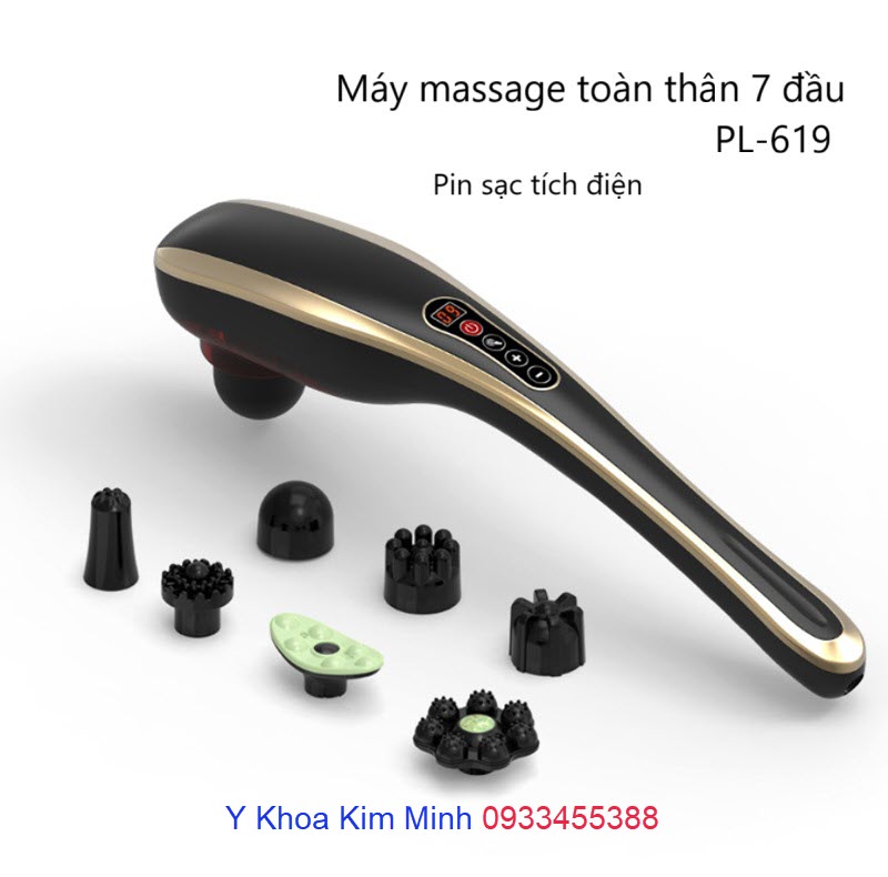 Máy massage tay cầm pin sạc tích điện 7 đầu PL-619