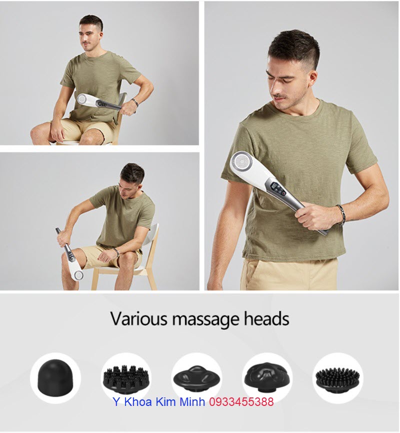 Máy massage cầm tay trị liệu giảm đau cơ xương khớp và tê bì tay chân, đau cột sống, đau khớp gối, xương gót chân