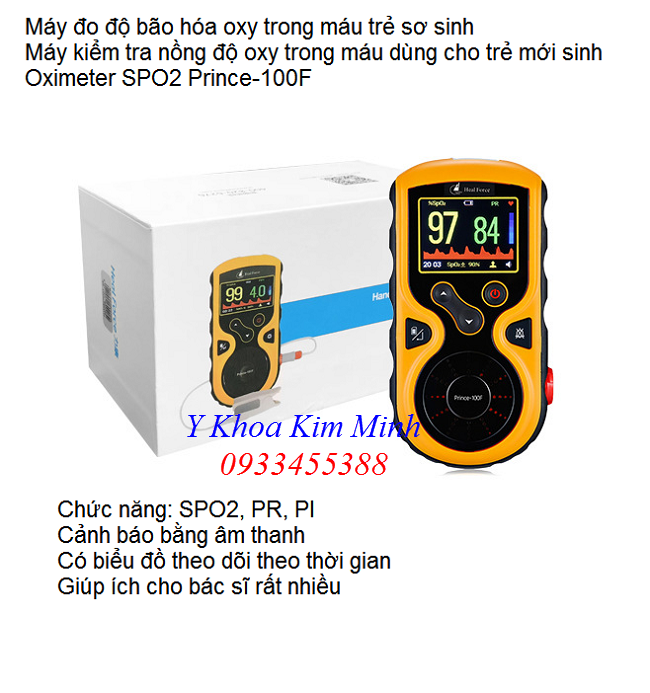 Máy đo kiểm tra độ bão hòa oxy trong máu trẻ sơ sinh Oximeter SPO2 Prince-100F - Y khoa Kim Minh 0933455388