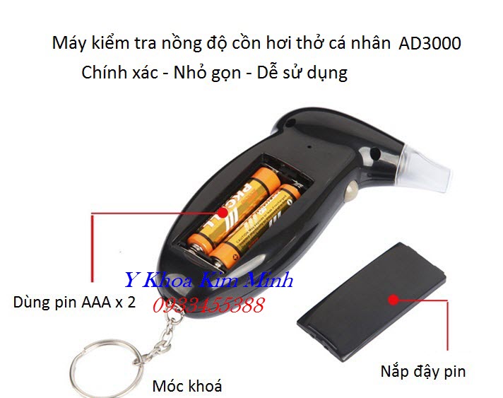 Máy kiểm tra cồn hơi thể mini dùng pin tiểu AAA bán nhiều nhất hiện nay tại Việt Nam - Y Khoa Kim Minh