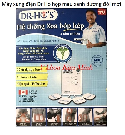 Máy massage xung điện 4 miếng dán Dr Ho đời mới hộp màu xanh dương - Y khoa Kim Minh