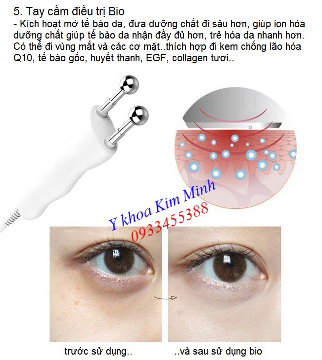 Tay cầm Bio EMS đẩy dưỡng chất trẻ hóa trắng da - Y Khoa Kim Minh Tay cầm bio EMS của máy phun oxy jet Rayhero - Y khoa Kim Minh 0933455388