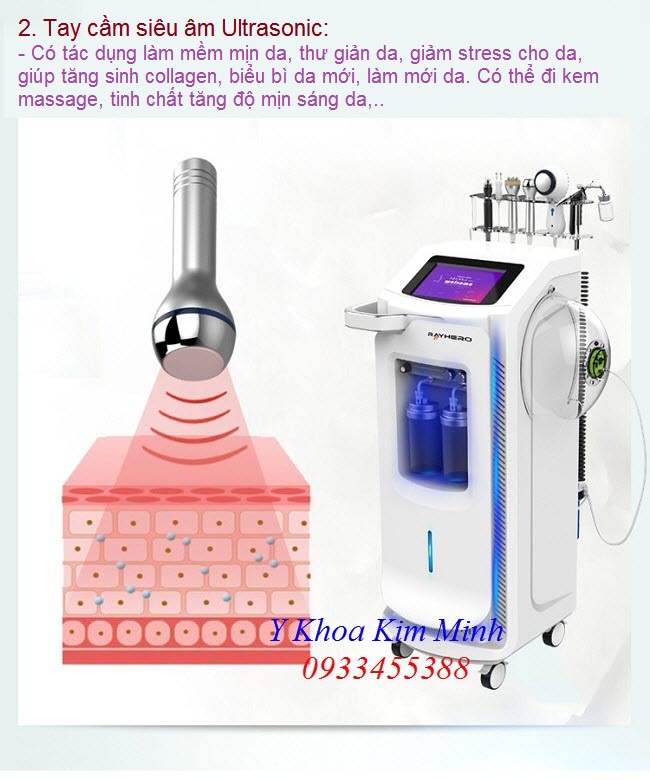 Tay cầm siêu âm ultrasonic máy oxy jet Rayhero - Y khoa Kim Minh Tay cầm siêu âm của máy oxy jet Rayhero chuyên làm trắng mịn và trẻ hóa da - Y khoa Kim Minh 0933455388