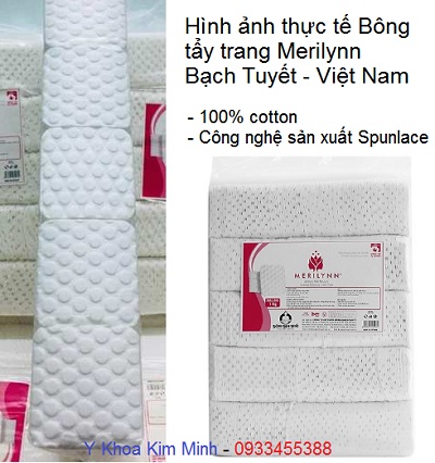 Bông tẩy trang Merilynn Bạch tuyết 6x6cm, 4 block 400 miếng - Y Khoa Kim Minh