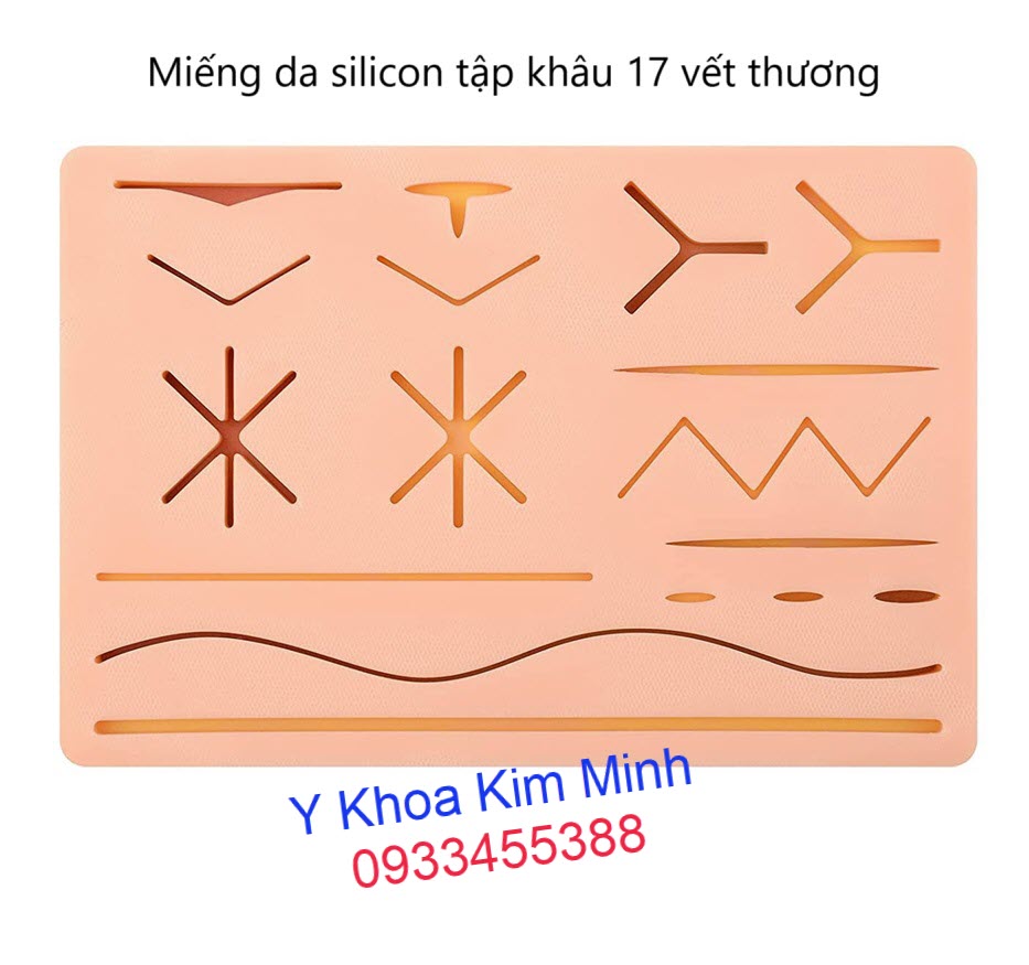 Miếng da giả tập khâu bằng silicon 17 vết thương