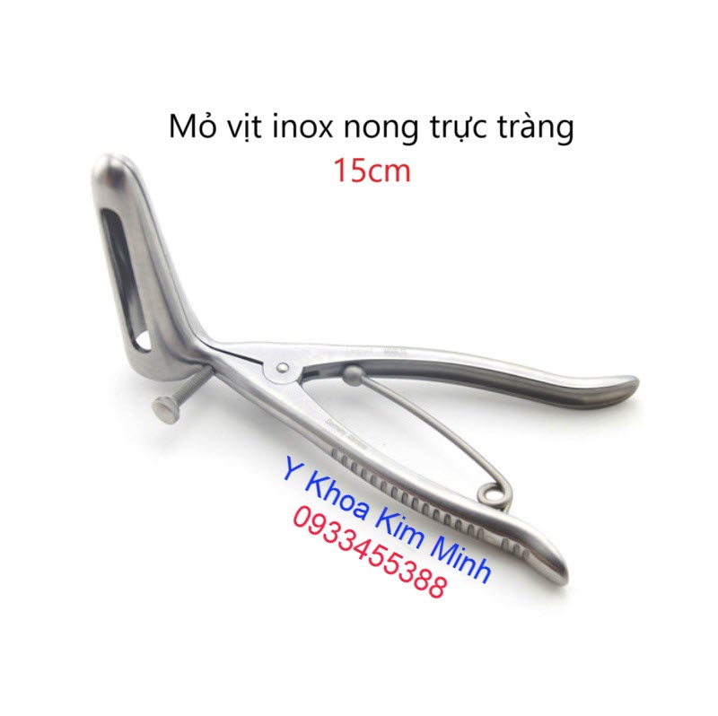 Mỏ vịt inox nong hậu môn trực tràng dài 15cm