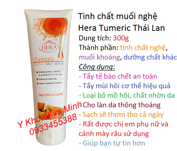 Muối nghệ Hera Tumeric Thái Lan dùng tẩy tế bào da chết và khử mùi hôi cơ thể