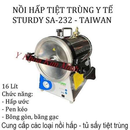 Nồi hấp y tế tiệt trùng, nồi hấp Sturdy SA-232 Đài Loan bán ở Y Khoa Kim Minh