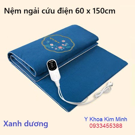 Nệm ngải cứu điện 60 x 150cm xanh dương  điều khiển remote