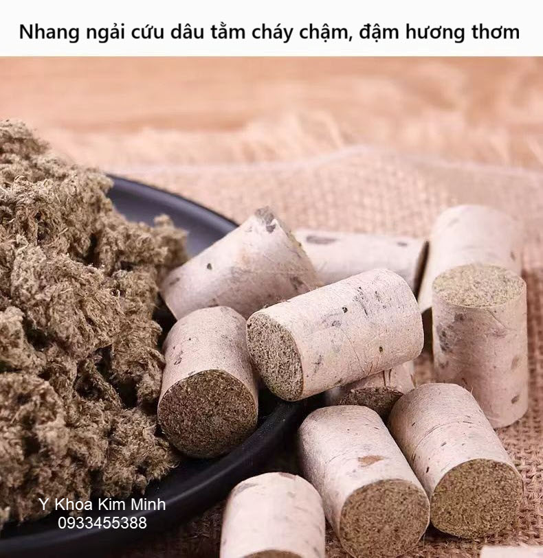 Nhang ngải cứu dâu tằm ngắn kích thước 1.8 x 2.7cm, bịch 54 cây