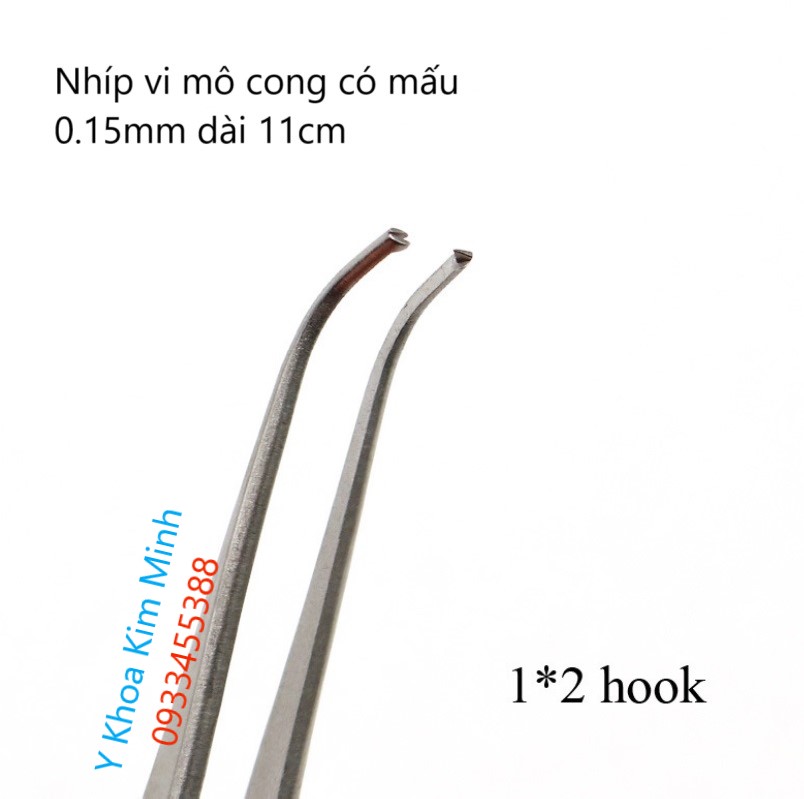 Nhíp vi phẫu nhẫn khoa có mâu, đầu cong, không răng, dài 11cm