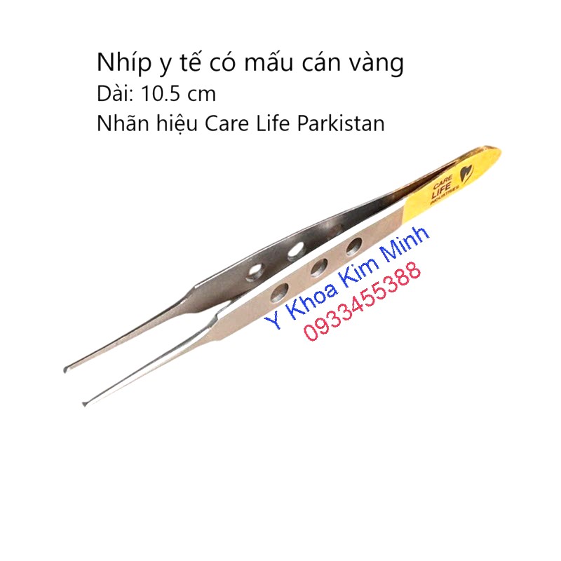 Nhíp y tế có mấu cán vàng dài 10.5cm Care Life Parkistan