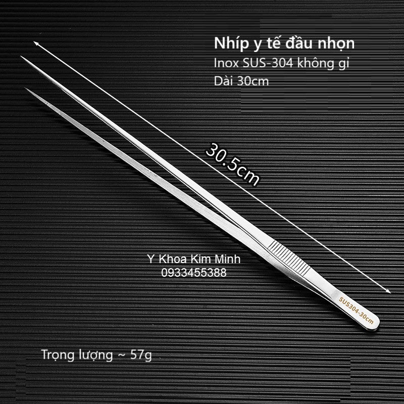 Nhíp y tế đầu nhọn 30cm inox 304