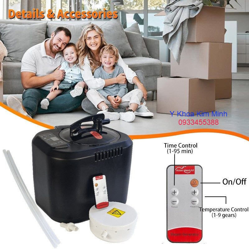 Nồi nấu xông hơi thảo dược thuốc bắc 4 lít có điều khiển bằng remote