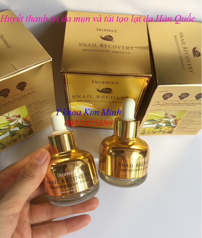 Sử dụng tuyệt vời để chữa da mụn và tái tạo lại da - Y Khoa Kim Minh Snail Recovery Brightening Ampoule Deoproce nhập khẩu Hàn Quốc chuyên chữa da mụn và tái tạo da - Y khoa Kim Minh