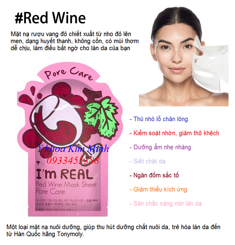 Miếng mặt nạ đắp mặt dưỡng mịn da Red Wine Tonymoly Hàn quốc - Y khoa Kim Minh Noi ban mat na dap mat duong da Han Quoc Red Wine Tonymoly Korea - Y khoa Kim Minh 0933455388