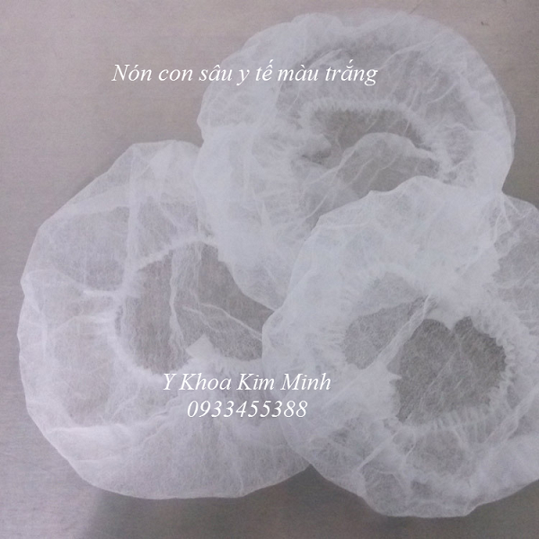 Nón con sâu y tế màu trắng vải không dệt dùng 1 làn đang bán tại Tp Hồ Chí Minh - Y khoa Kim Minh 0933455388