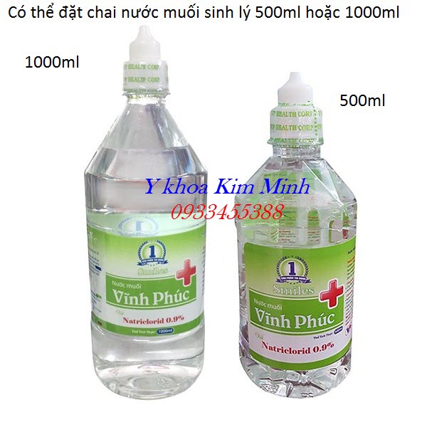 Nước muối Vĩnh Phúc Simle Natriclorid 0,9% đóng chai 500ml và 1000ml bán tại Y khoa Kim Minh giá sỉ