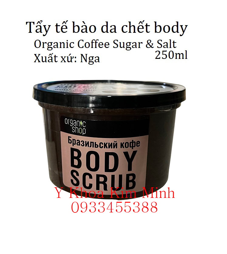 Body Scrub Organic Coffee Sugar & Salt là hủ tẩy tê bào chết body dùng cho spa