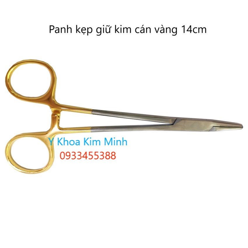 Panh giữ kim khâu phẫu thuật y tế cán vàng 1 dài 14cm