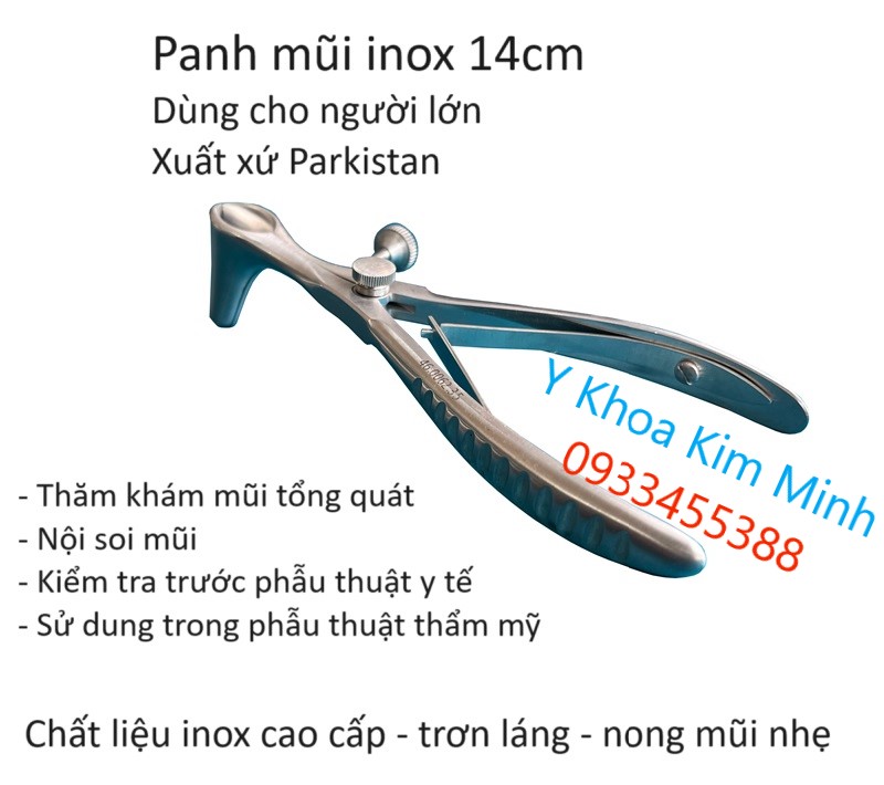 Panh mũi inox 14cm inox Parkistan dùng cho người lớn thăm khám trước khi tiểu phẫu hoặc nội soi