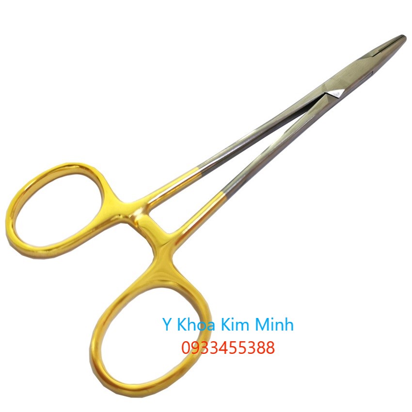 Pen kẹp giữ kim khâu y tế dài 14cm cán vàng